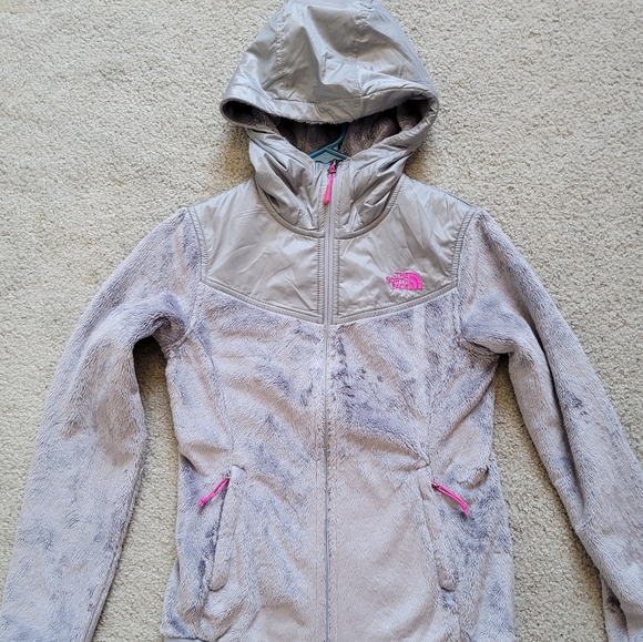 The North Face Women's XS Active Fleece Performance Jacket Grey Pink Logo Zip Up - Picture 16 of 16